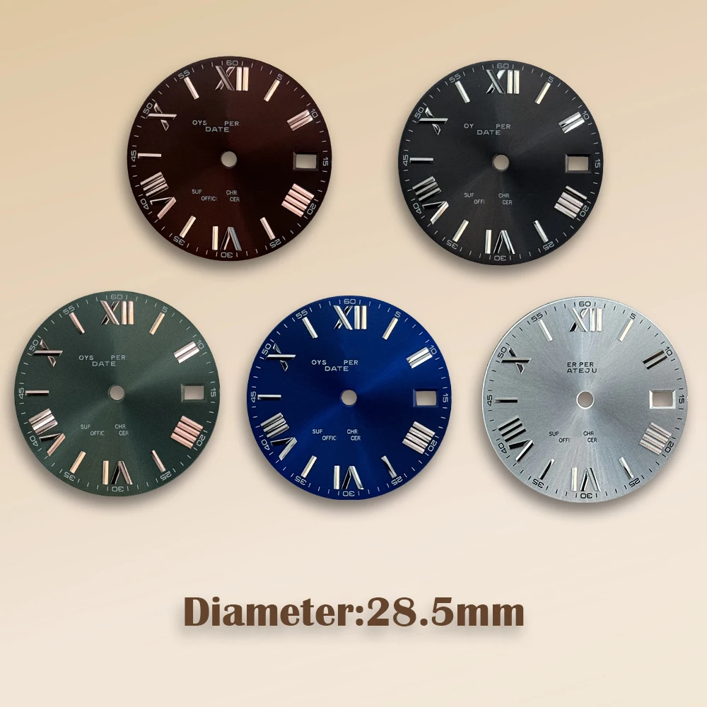 

28.5mm Rome Numeral Sunray Dial NH35 Dial S Dial Suitable For NH35/NH36/4R/7S Movement Watch Modification Accessories ﻿