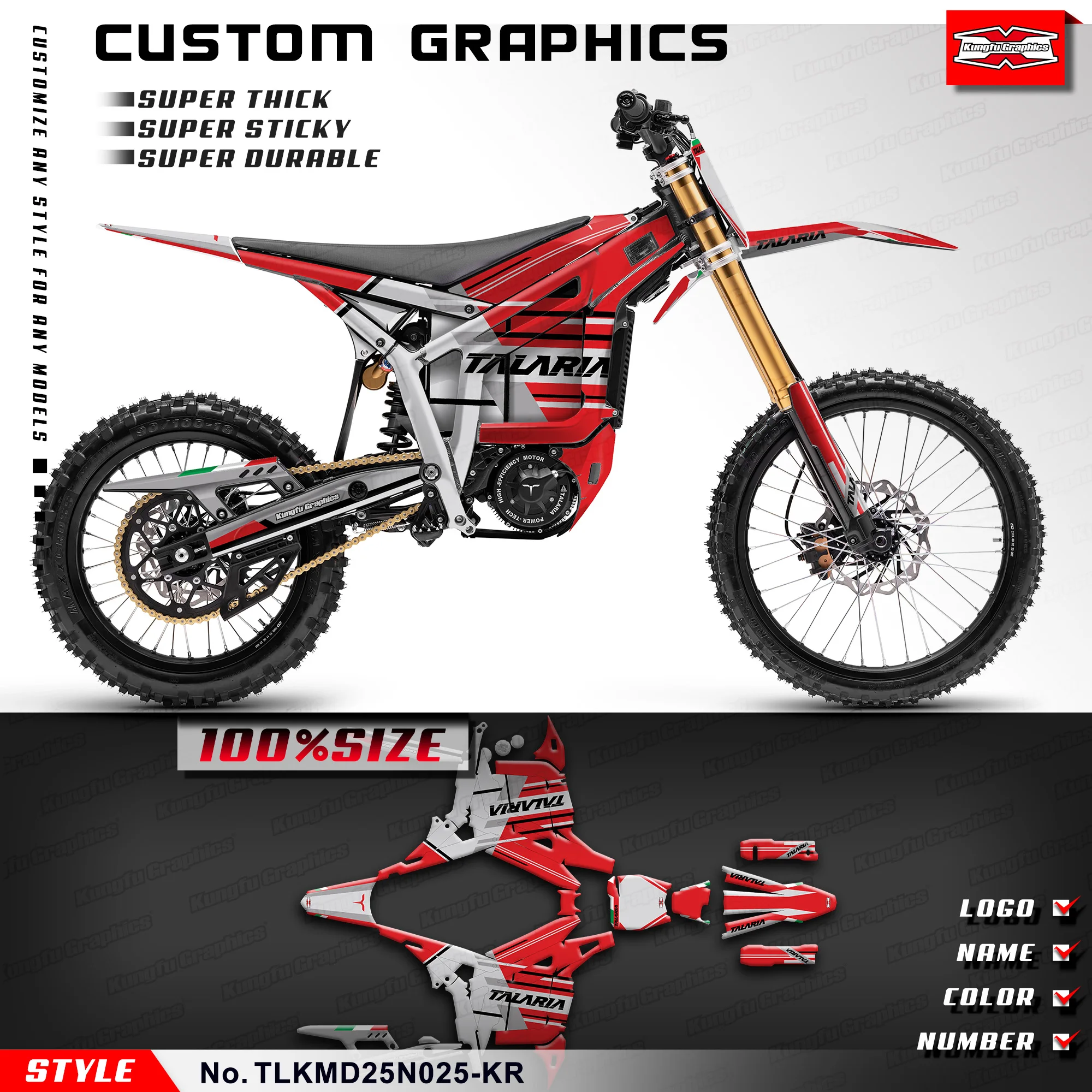 

KUNGFU GRAPHICS Custom Adhesive Sticker Glossy Laminate for TALARIA KOMODO, Décor, TLKMD25N025-KR