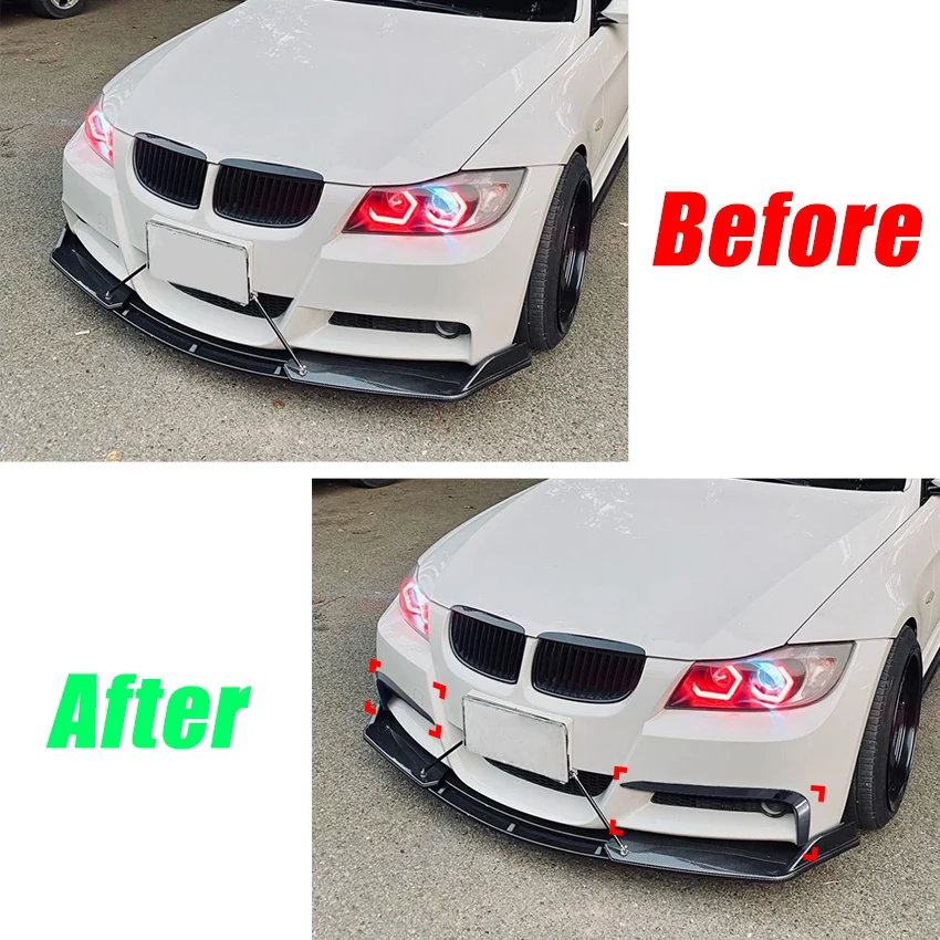 2005 - 2008 For BMW 3 Series E90 E91 320i 330i 316i 318i 335i M Sport Pre-LCI Front Bumper Lip Canard Splitter Diffuser Fog Lamp