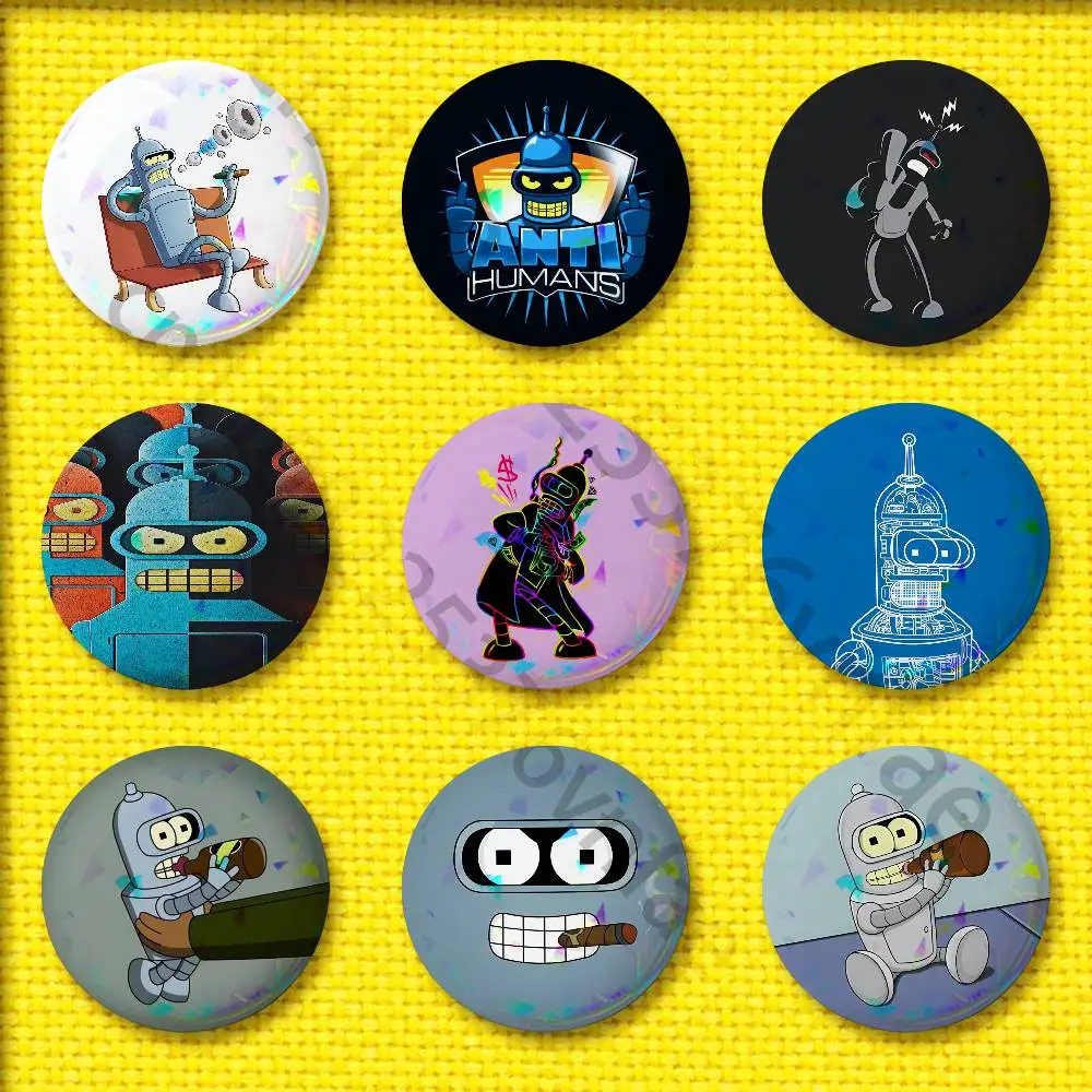 

F-Futurama B-Bender Badge For 75mm 25mm 32mm 44mm 58mm Round Pin Brooch Insignia Cover Hat Cap