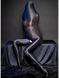 Glossy Shiny Bodystocking Catsuit Tights Zentai Open Crotch Bodysuit Leotard Conjoined Tights Hot Sexy Transparent Lingerie Body