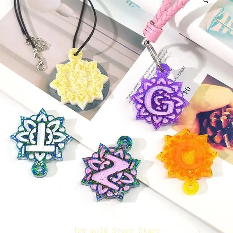 

C71B Mandala Resin Molds Silicone 26 Letters Epoxy Molds Keychain Silicone Mould DIY Crafts for Keychains