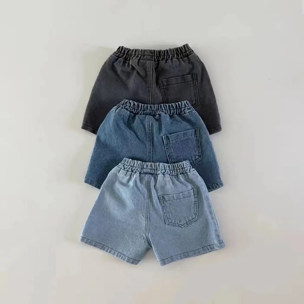 Pantalones cortos de mezclilla para bebés, Jeans cortos sólidos para niños y niñas, pantalones con bolsillo para niños pequeños, ropa para niños