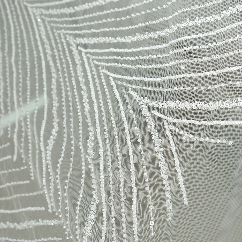 

Роскошная кружевная сетчатая ткань с блестками и бисером для свадебного платья, торжественного платья, блестящая цветочная вышивка, мягкий тюль, мечтательный элегантный материал