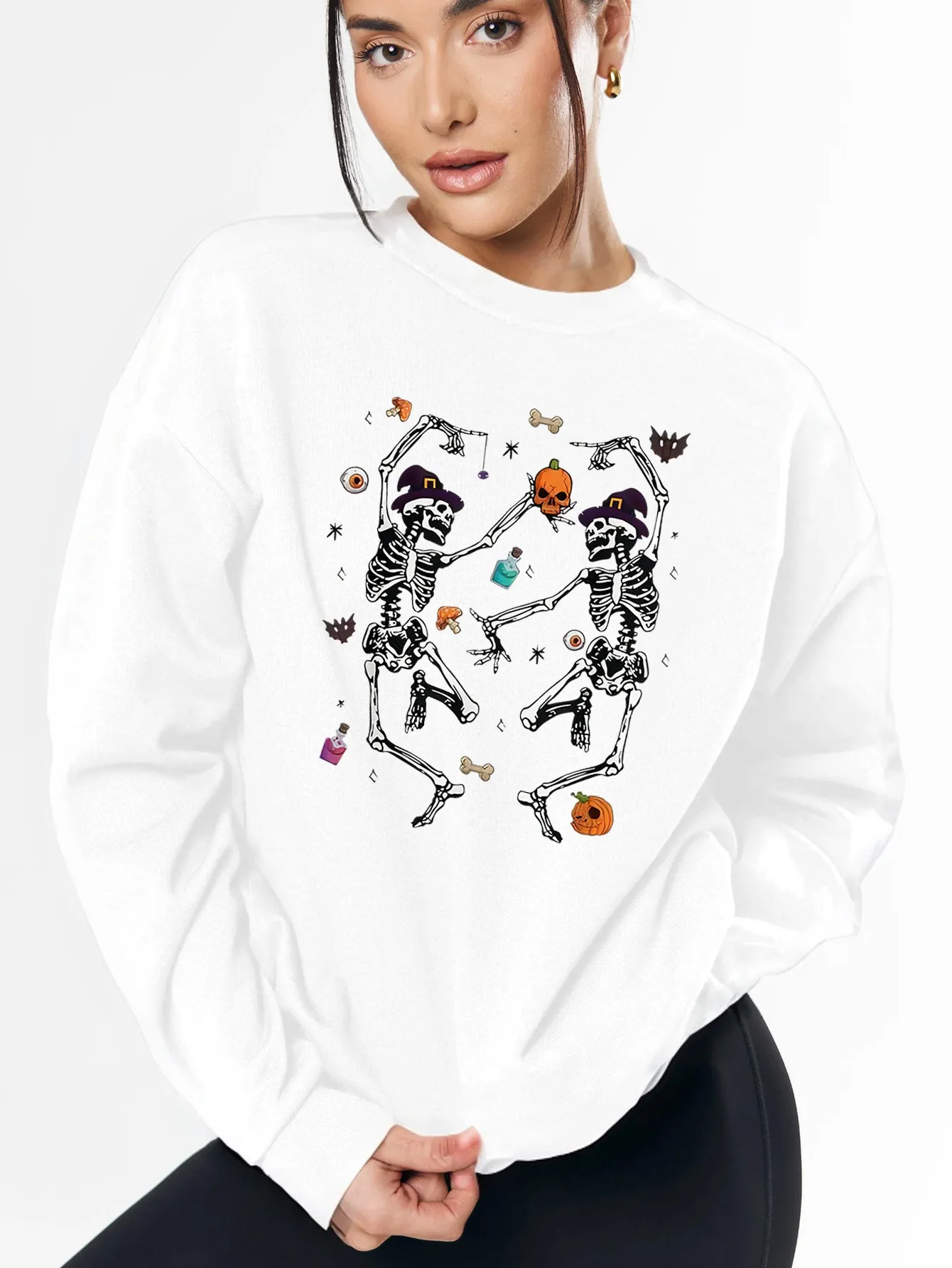 Damen-Halloween-Sweatshirt, langärmelig, Kapuzenpullover mit Totenkopf, langlebig und atmungsaktiv, für Halloween-Party-Kostüme