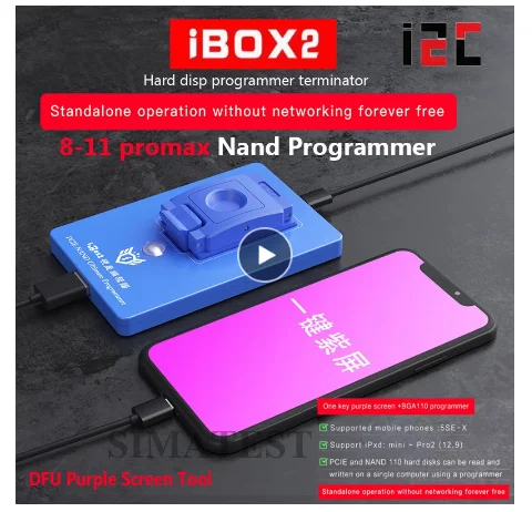 IBOX2 BGA110 Programmer iBox  for iPhone 6 to 11 Pro Max for ipad NAND Data Modification Write One Key Purple Screen WiFi reset