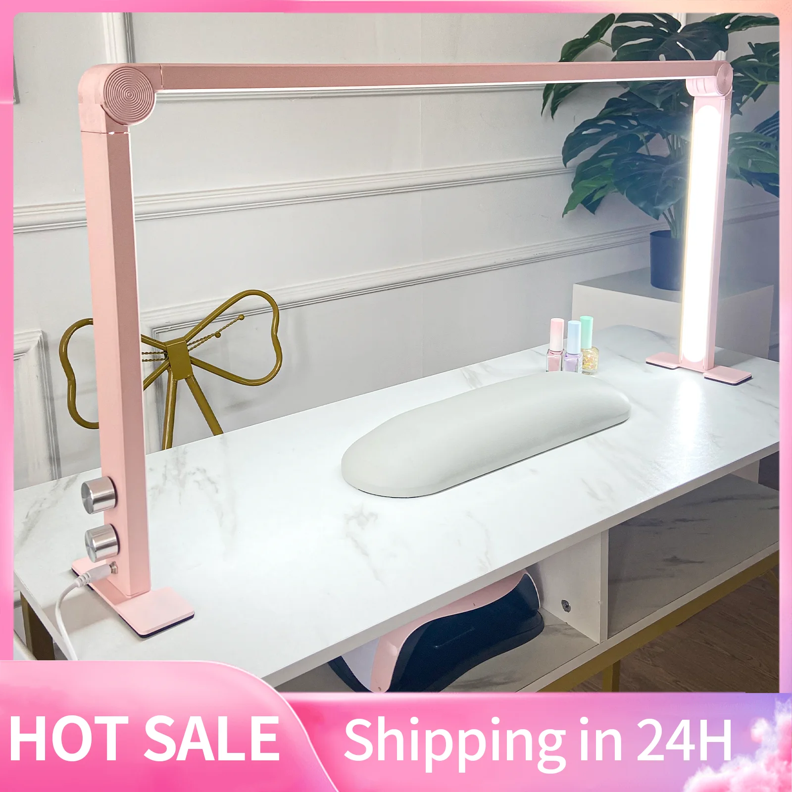 

36W Half Moon Nail Light for Desk Foldable Square Nail Tech Lamp 3000-6000K Dimmable Table Light 34inch LED Desk Lamp with Knob