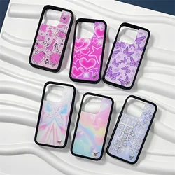 Wildflower Luxury Girls bow high heels Phone Case for iPhone 17 16 15 14 13 12 Pro Max Plus Rainbow Cute Cartoon Butterfly Cover