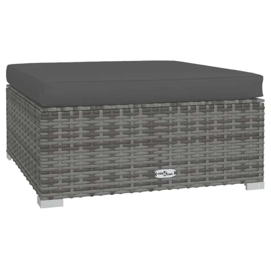 5 Piece Garden Lounge Set with Cushions Poly Rattan Gray