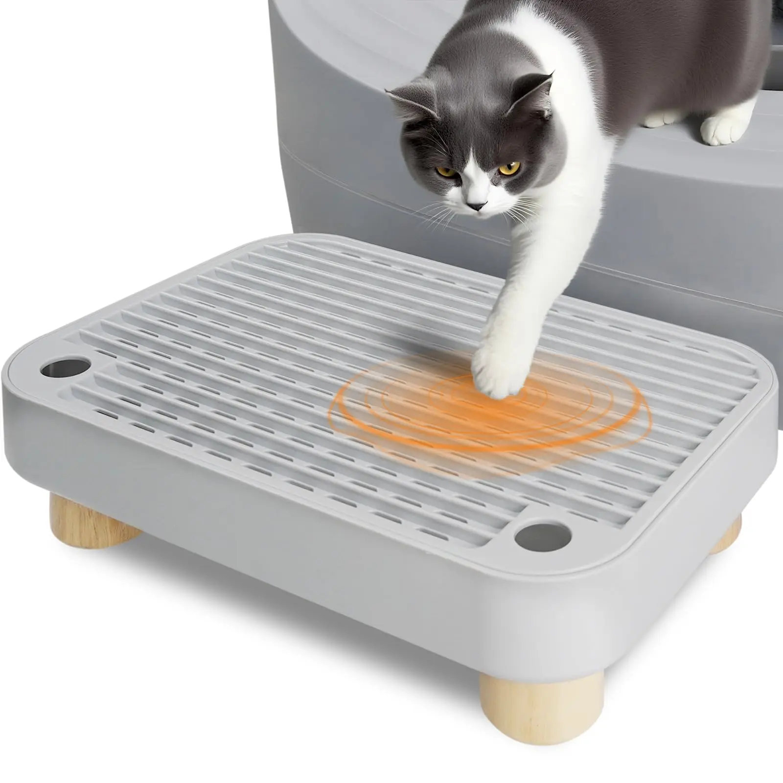 

Self-Cleaning Litter Box Step–Removable Top, Waterproof & Non-Slip Kitty Litter Catcher Tray, Cat Litter Box Mat Easy to Clean