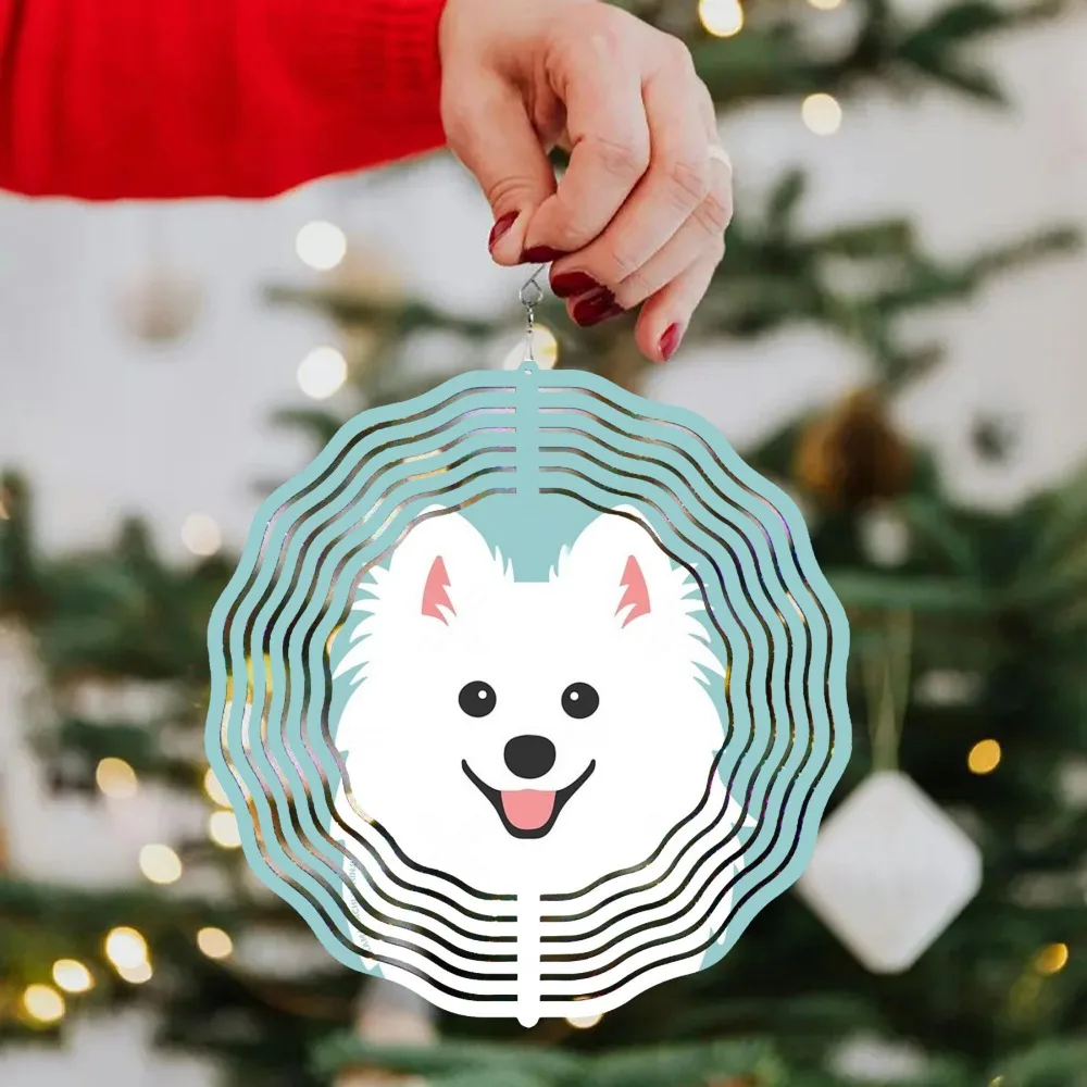 

Happy Dog Wind Chime Aqua Blue Metal 360 Rotating Hook Outdoor Garden Yard Decor Indoor Hanging Ornament
