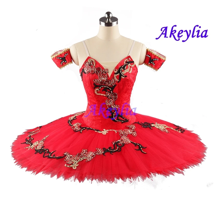 No Elasticity Don Quixote Ballet tutu Costumes Red Girls Paquita Professional Ballet Dress Stage Pancake Platter Tutu JN0149