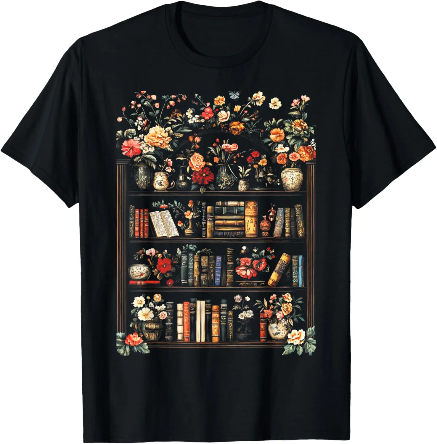 

Vintage Floral Book Lover Antique Library T-Shirt