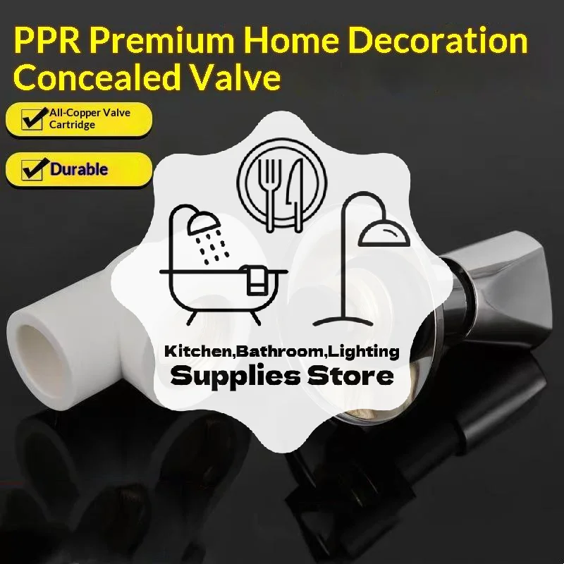 Durable Water Stop Valve Dark 1/2 Threaded Gate Valve Cross Wheel PPR Slow Opening Concealed Water Stop Straight Angle Valve