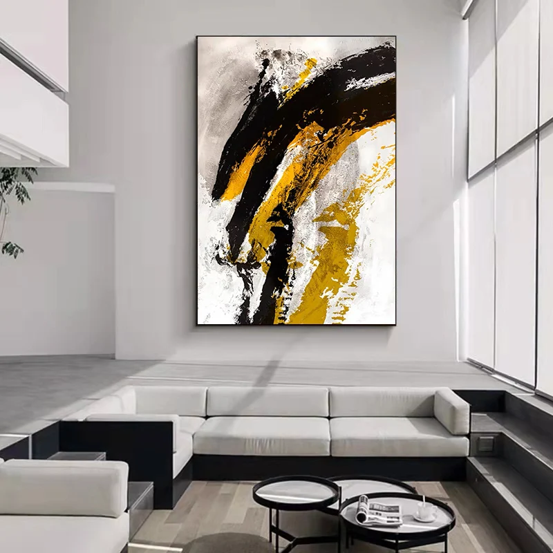 

Black, White Abstract Hand-painted Oil Painting Living Room Aisle Decoration Painting Sofa Background Wall Hanging Painting