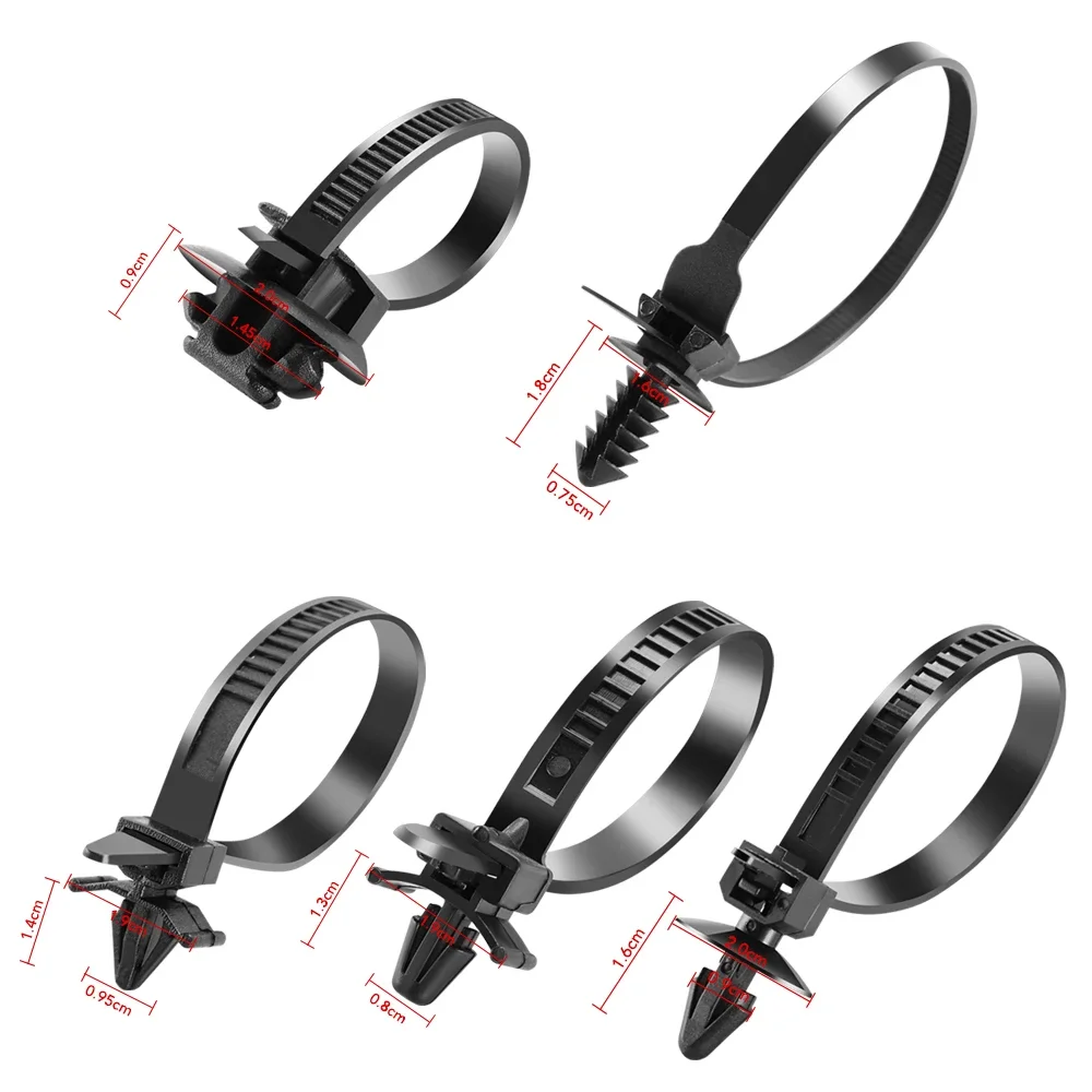 25pcs Car Nylon Tie Wrap Cable Fixed Fastener Clips Car Hose Fastening Zip Strap Self-Locking Nylon Cable Ties