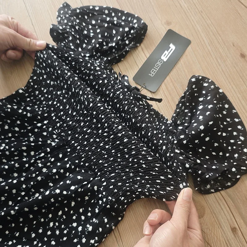 فستان صيفي بناتي من القطن مطبوع عليه زهور من FB Home Girl، ملابس صيفية للبنات، تنورة على شكل حرف A بأكمام منتفخة وخصر مرتفع، ...