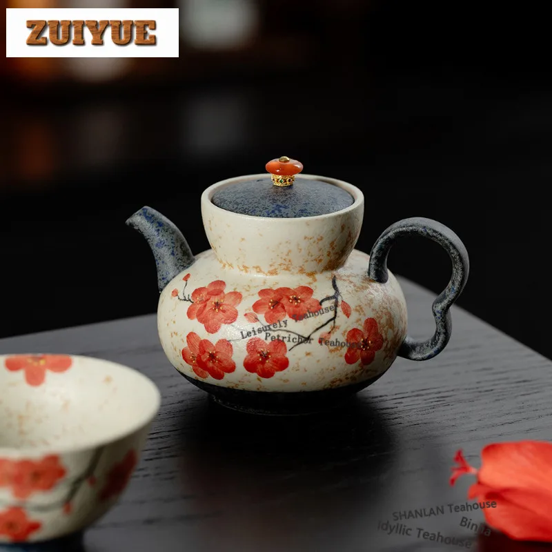 

150ml Hand-painted Plum Blossom Teapot Aesthetic Tea Infuser Pot Tea Soaking Kettle With Strainer Chinese Tea Set Collection