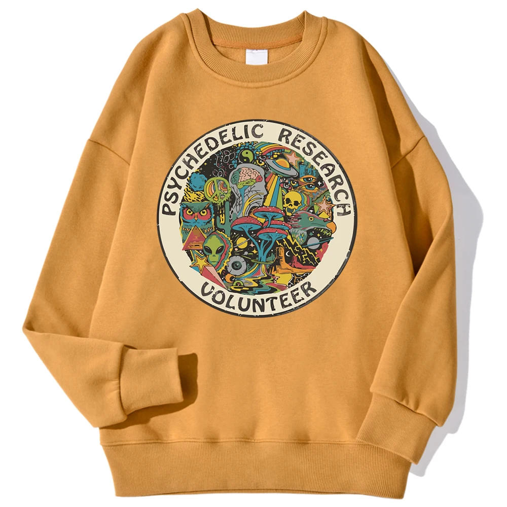 Psychedelic Research Volunteer Colourful Printing Men\'S Sweatshirt Autumn Fleece Hoody Street Fashion Pullover Loose Warm Tops