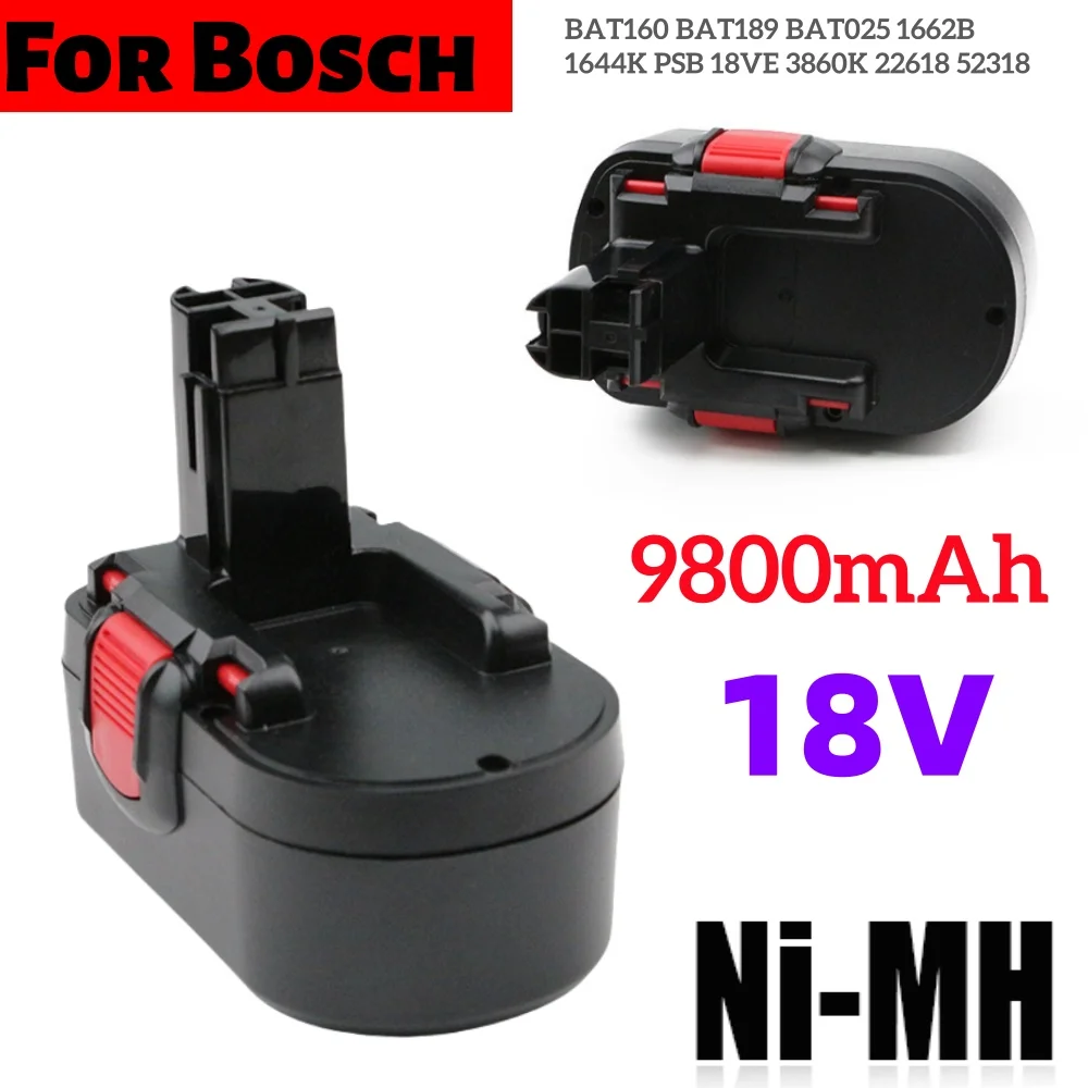 

Сменная батарея 18 В, 9,8 Ач для Bosch BAT025 BAT026 BAT160 2607335277 2607335535 2607335735 PSR 18 VE-2 GSR