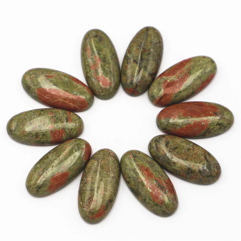 

Fashion Natural Stone Oval Unakite Cabochon Setting Beads Fit Pendants Rings Earring Women Jewelry DIY 30x15mm 20Pcs Wholesale