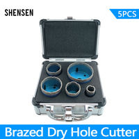 5 Pcs Dry Drill M14 Thread Brazing Hole Saw Set Porcelain Tiles Crowns Granite Marble vitrified tile Drill Bits Tools