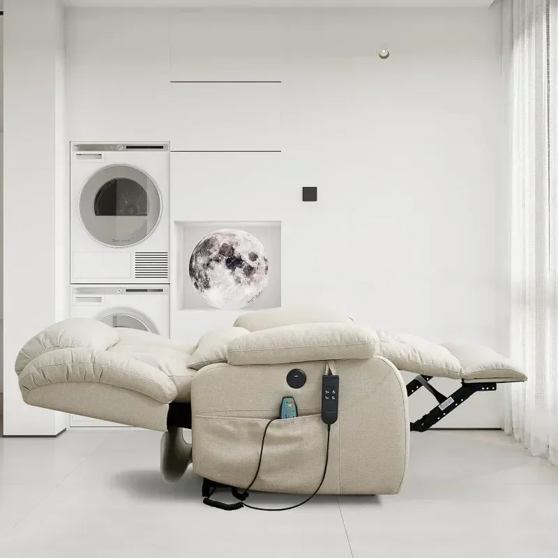 Silla elevadora eléctrica ilimitada, silla reclinable de doble motor con funciones de masaje y calefacción, adecuada para personas mayores.
