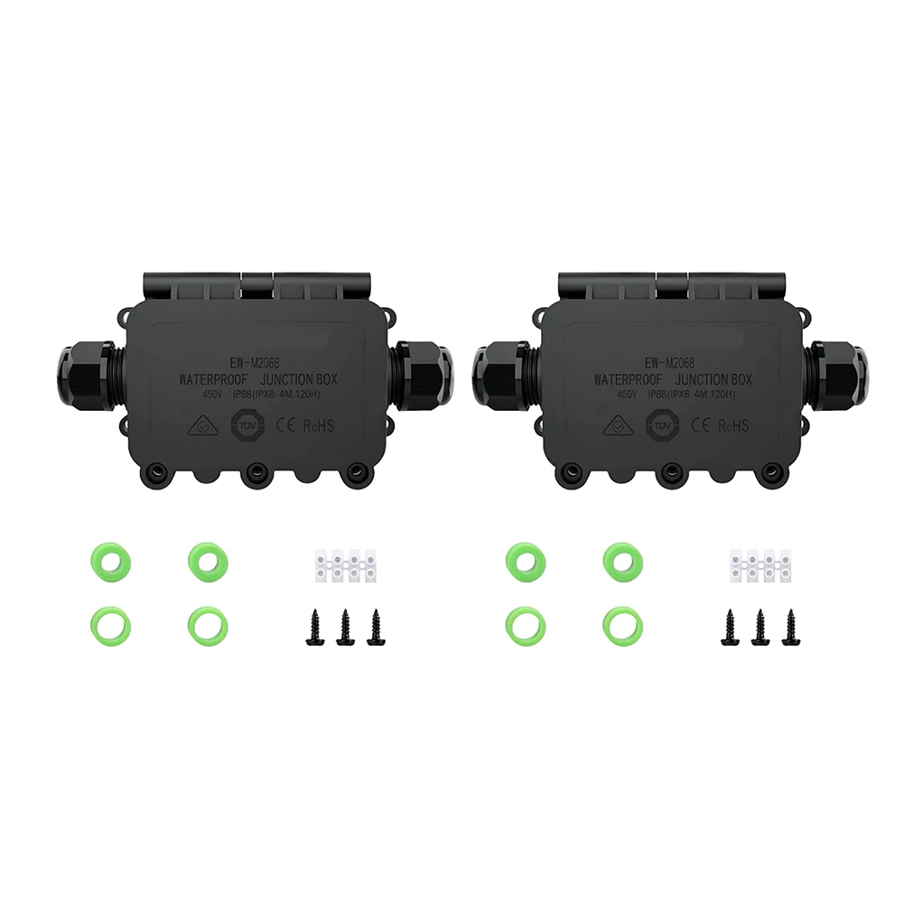 EW-2068-2T 2pcs Weather Resistant Junction Box for External Distribution Applications Including Wet Dusty or Buried Environments