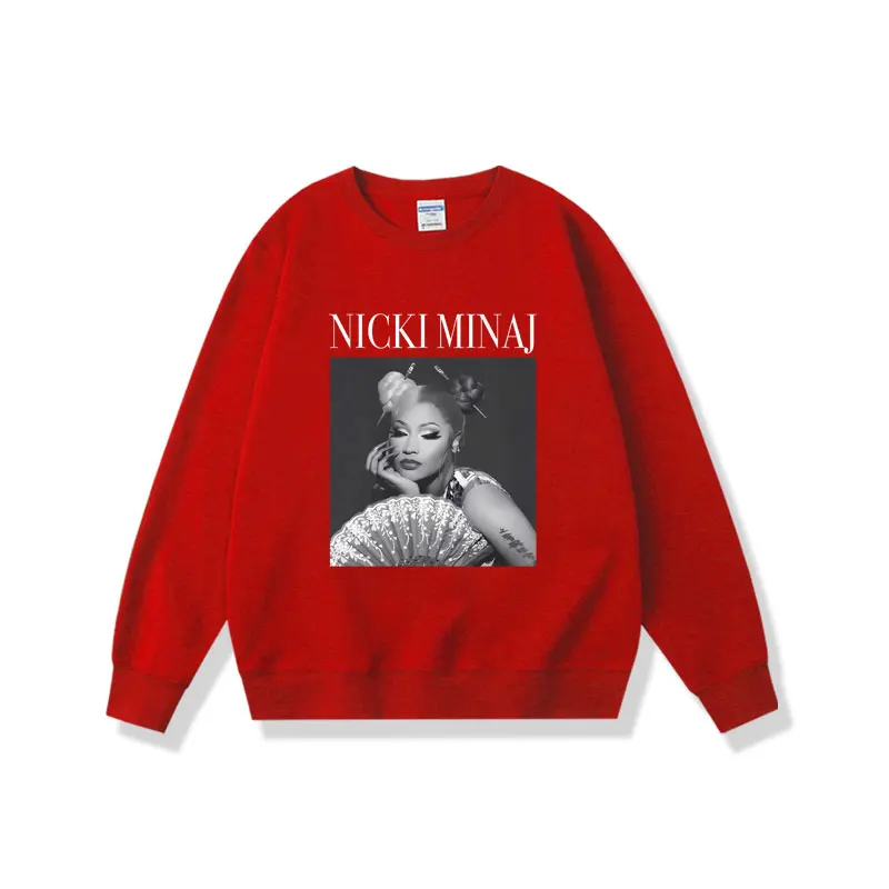 Rapper Nicki Minaj Red Ruby Da Sleeze Album Cover Print Pullover Men Women Hip Hop Sweatshirt Unisex Fleece Cotton Pullovers