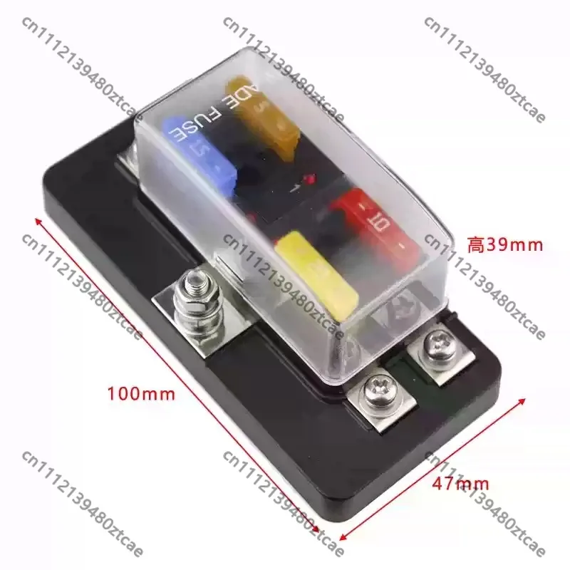 4 Circuits Blade Fuse Block with Warning Light, RV Campervan Fuse Holder Box, DC Power Distribution for Bed Car Electrical Upgra