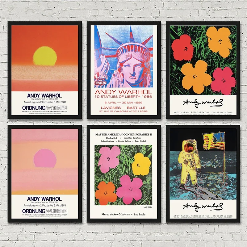 Andy Warhol exposición de arte Pop lienzo pintura carteles e impresiones flores cuadro de pared arte para sala de estar Cuadros decoración