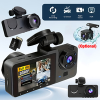 Triple Lens WIFI Dash Cam, 3 Channel Car Camera, 1080P HD Video Recorder, Night Vision, Parking Monitor, G-Sensor, Car DVR with