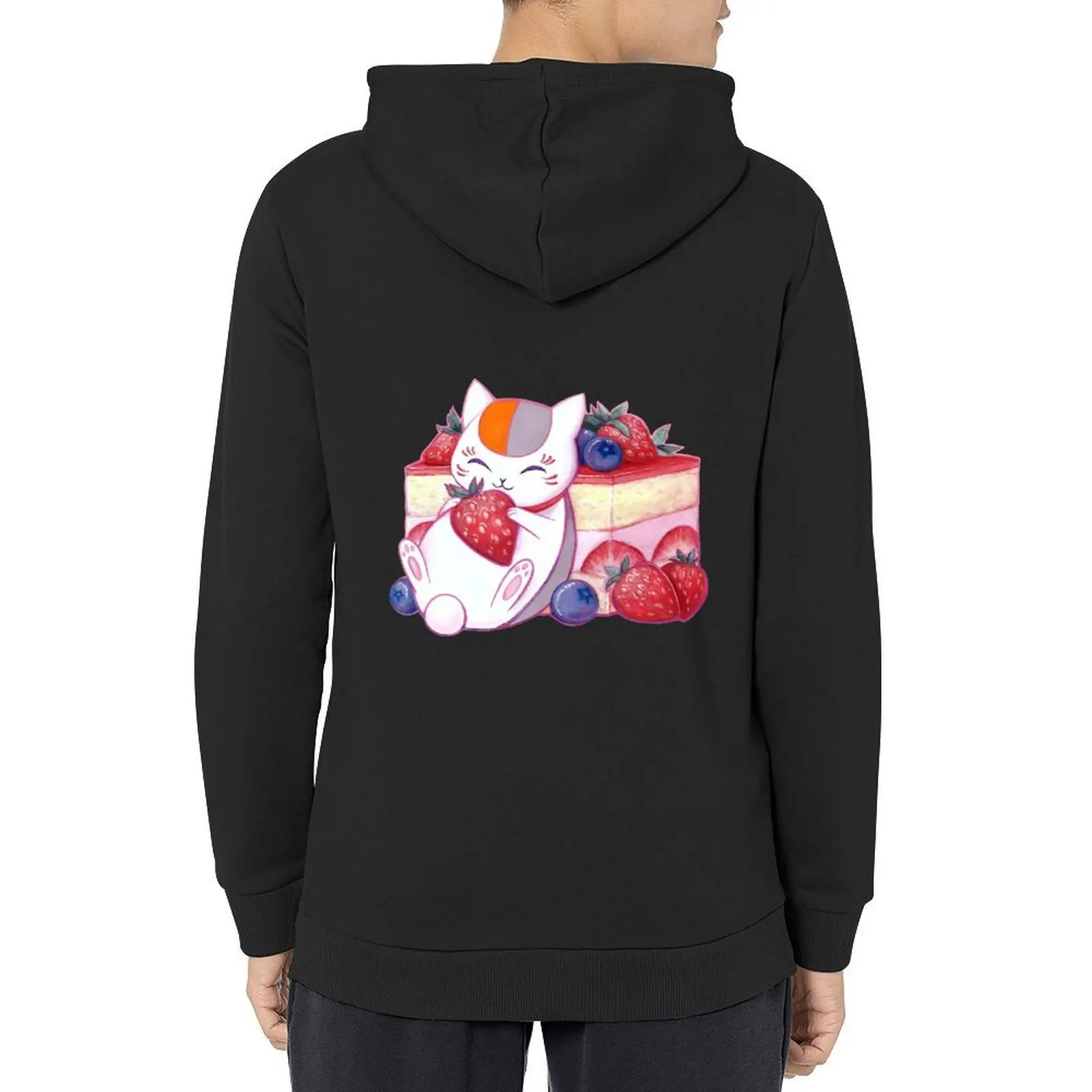 

Nyanko With strawberry Hoodie blouse anime clothes male clothes men wear hoodies and sweatshirts new