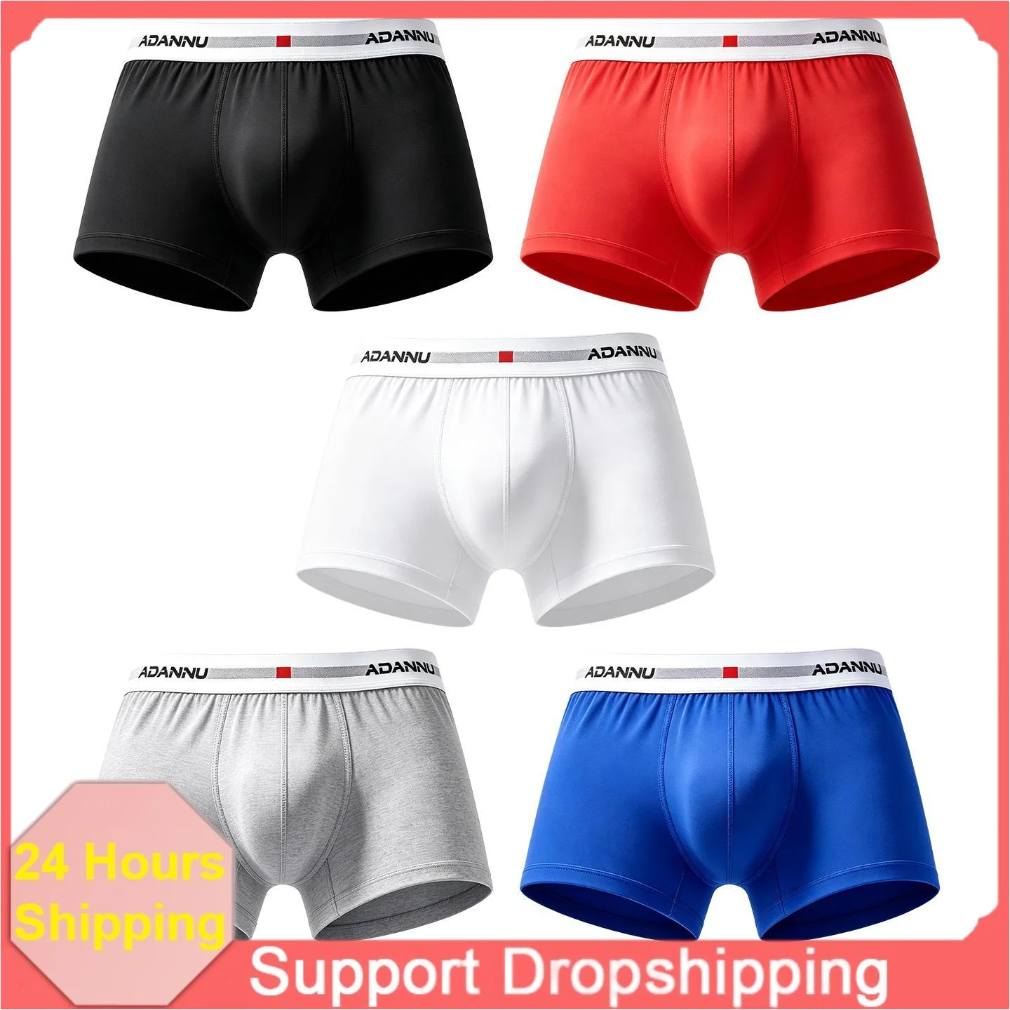 New Men 100% Cotton Boxer Briefs Thick Wide Waistband U‑Pouch 3D Splicing Shaping Soft Stretch Daily Wear Men Underwear