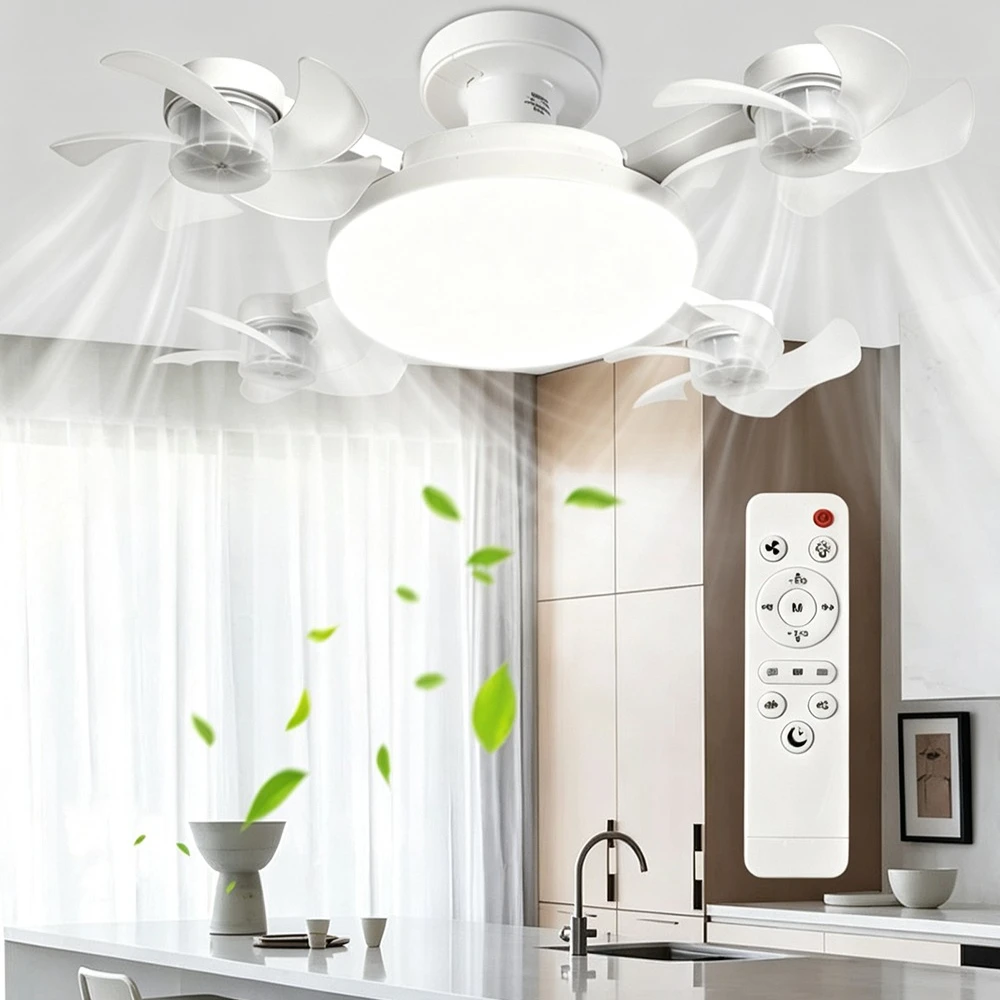 Ceiling Light with Fan 2 in 1 Remote Control Drone Silent Home Electric Fan Modern Dining Bedroom Study E27 Ceiling Pendant Lamp