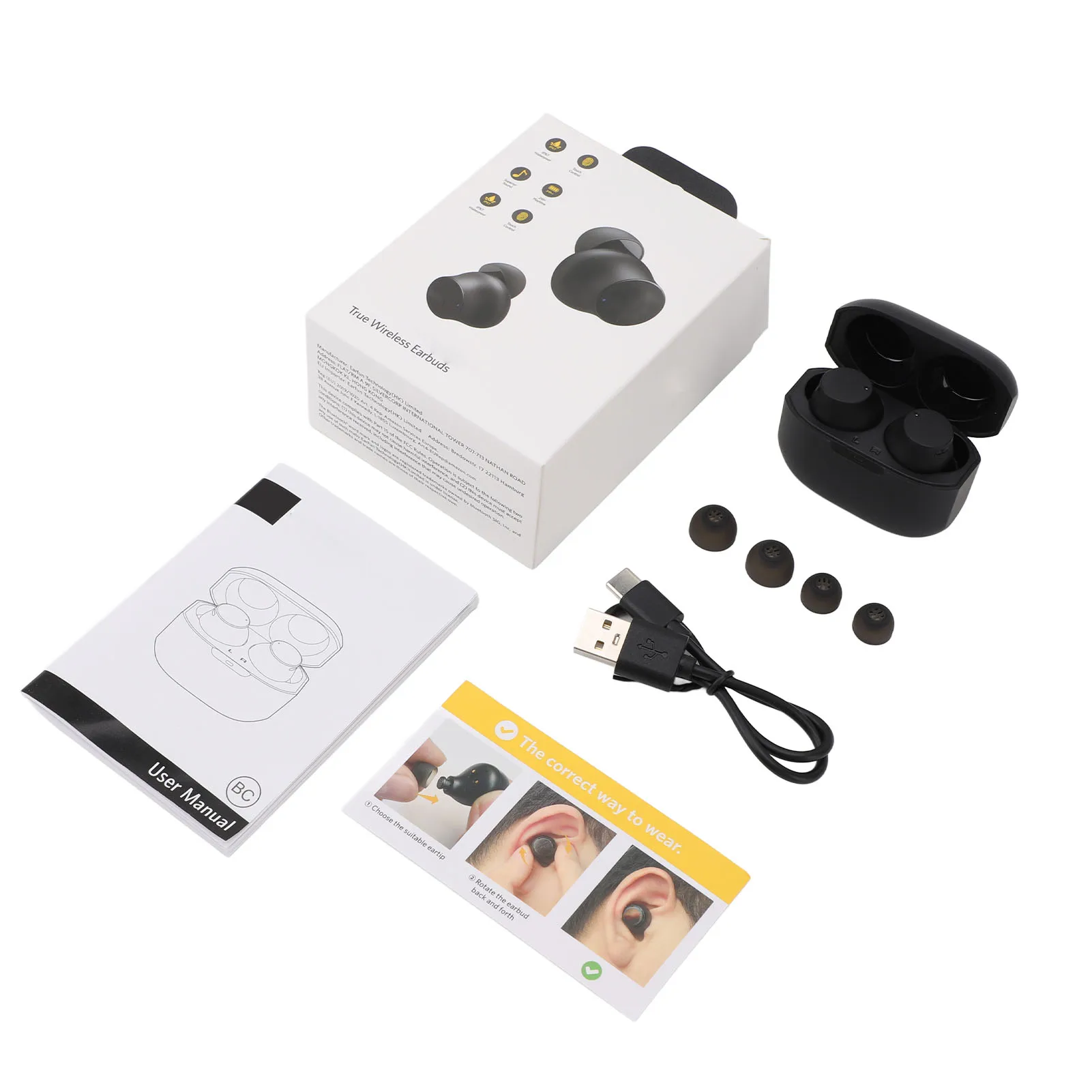 Mini auriculares inalámbricos Bluetooth 5,0, cascos ligeros con sonido envolvente, conexión de larga distancia, con estuche de carga