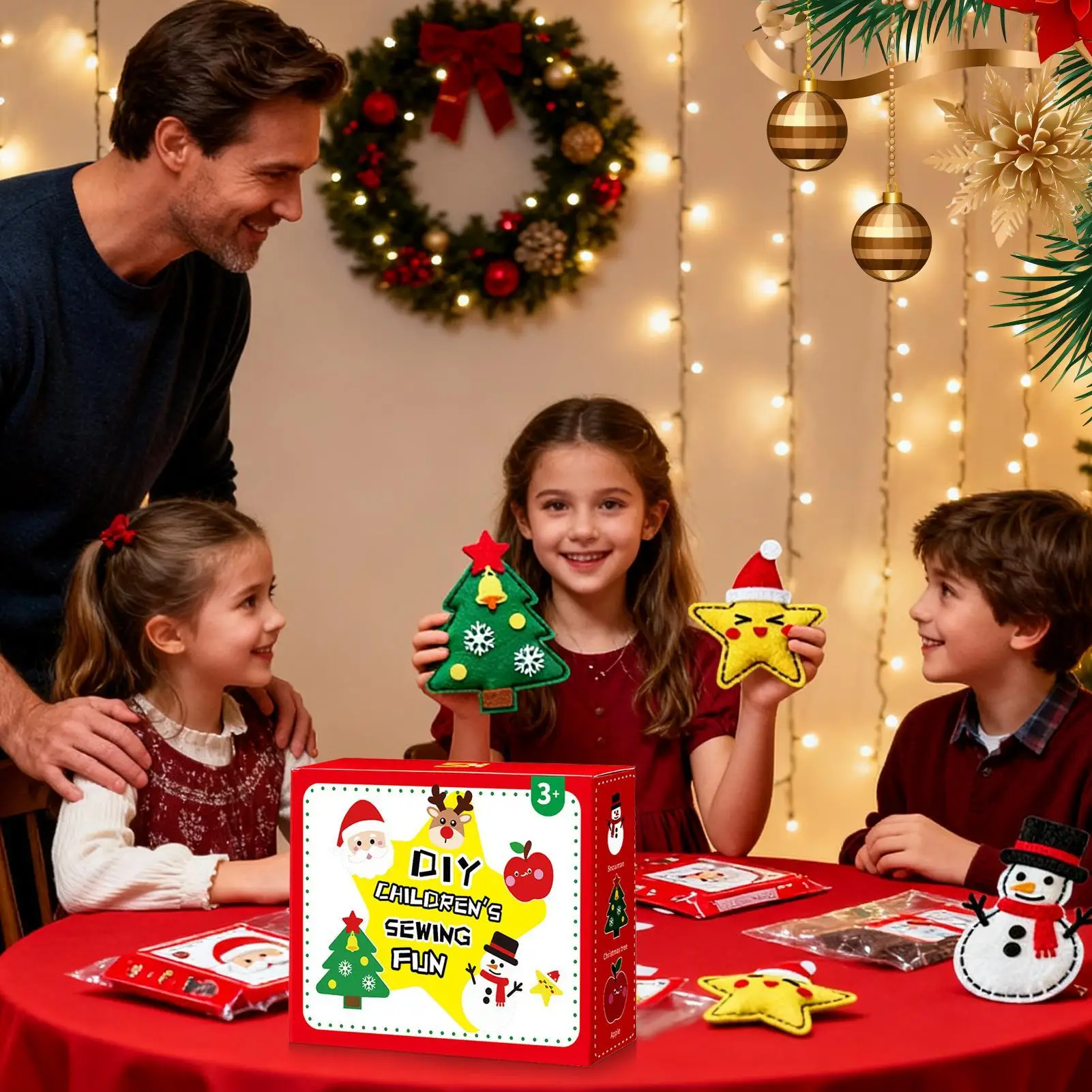 مجموعة الخياطة للأطفال تصنع 6 قطع من زينة عيد الميلاد الممتعة لخياطة عيد الميلاد ورياض الأطفال والمرحلة لمرحلة ما قبل المدرسة وشجرة الحفلات
