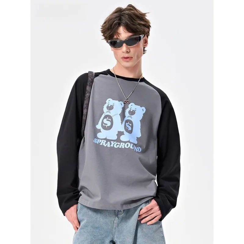 

Autumn New Long Sleeved T-shirt with 3D Printed Teddy Bear, Loose and Versatile Quick Drying Top, Couple Style Trendy