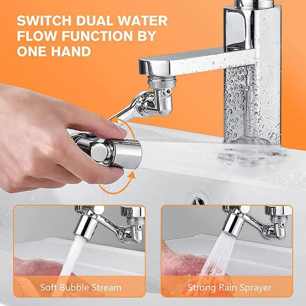 2 Model Rotatable Extension Faucet Aerator 1080° Swivel Robotic Arm Faucet Extender Water Filter Sink Water Tap Bubbler Sink Fit