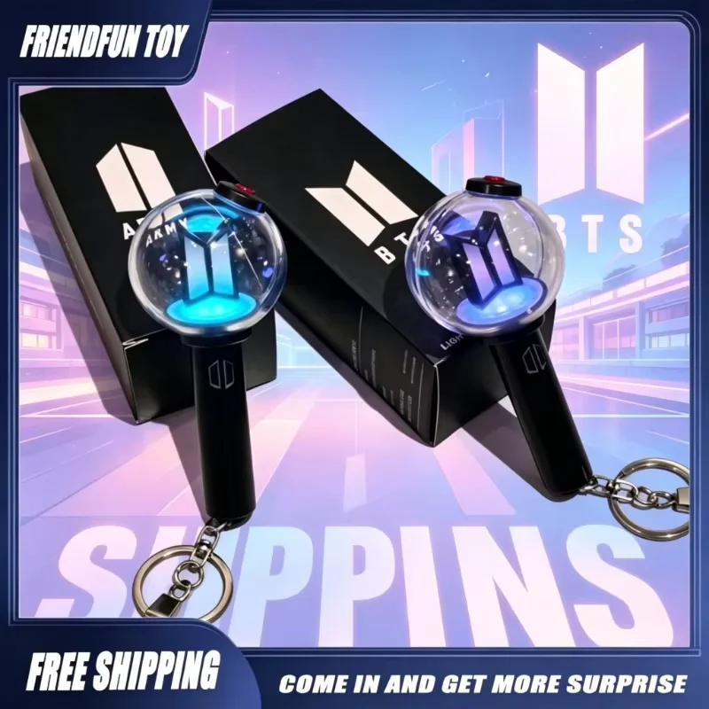 Mini Lightstick BTS Kpop Army Ver 4, Llavero Luminoso con Colgante, para Fans, Conciertos, Decoración Portátil, Regalo de Cumpleaños
