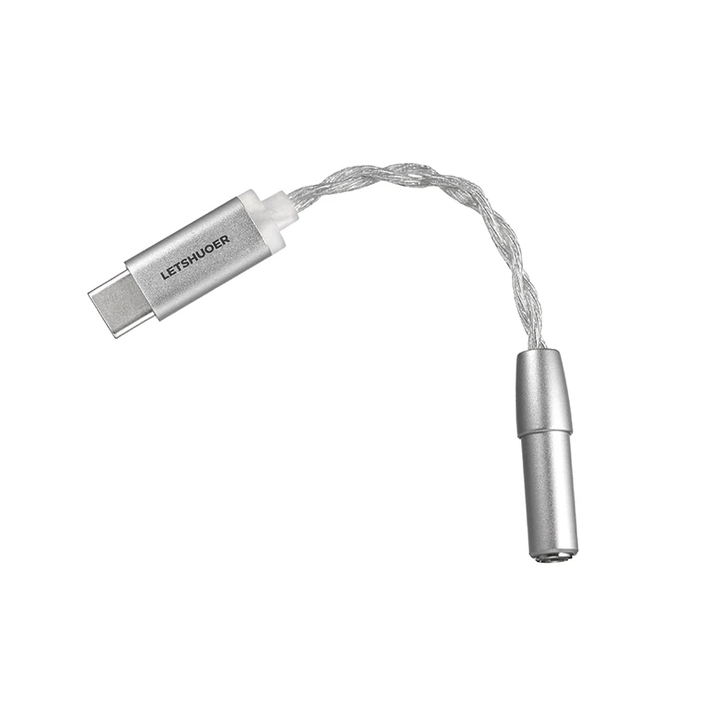 LETSHUOER DT01 PRO ประเภท C ถึงแจ็ค 3.5 มม.อะแดปเตอร์หูฟัง DAC 384 kHz/32bit หูฟังแบบพกพาเครื่องขยายเสียงสําหรับโทรศัพท์/เครื่องเล่น