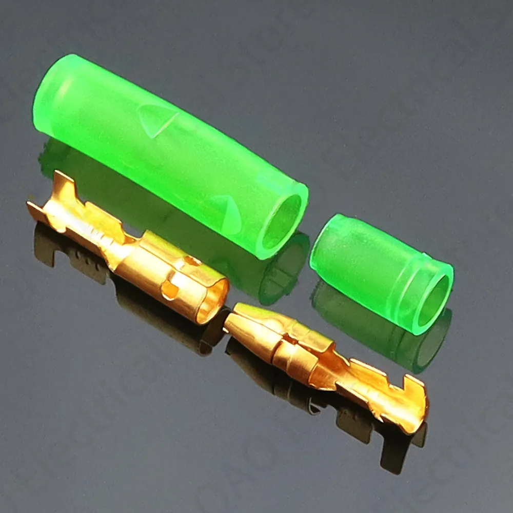 25/50100sets 4.0 bullet terminal car electrical wire connector diameter 4mm pin set Female + Male + Case green image 4
