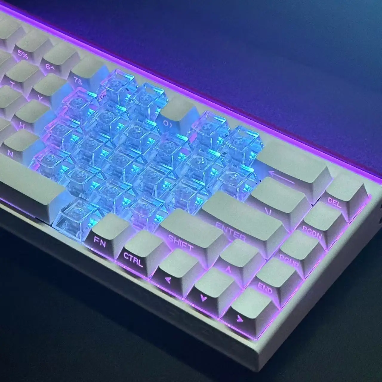 Copritasti a doppio incisione laterale trasparente, copritasti pbt originali altamente trasparenti