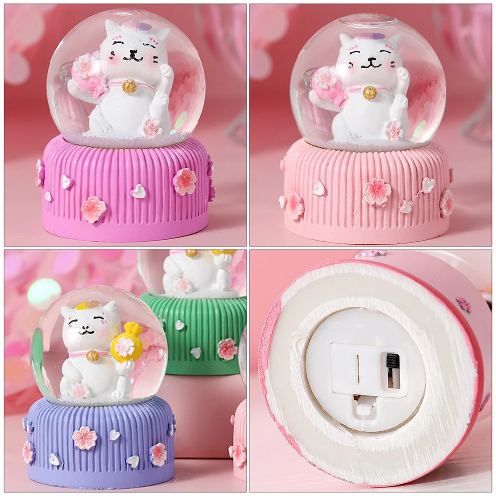 

1pc Gorgeous Crystal Home Decor Resin Ornament Cute Cat Crystal Sphere Decoration