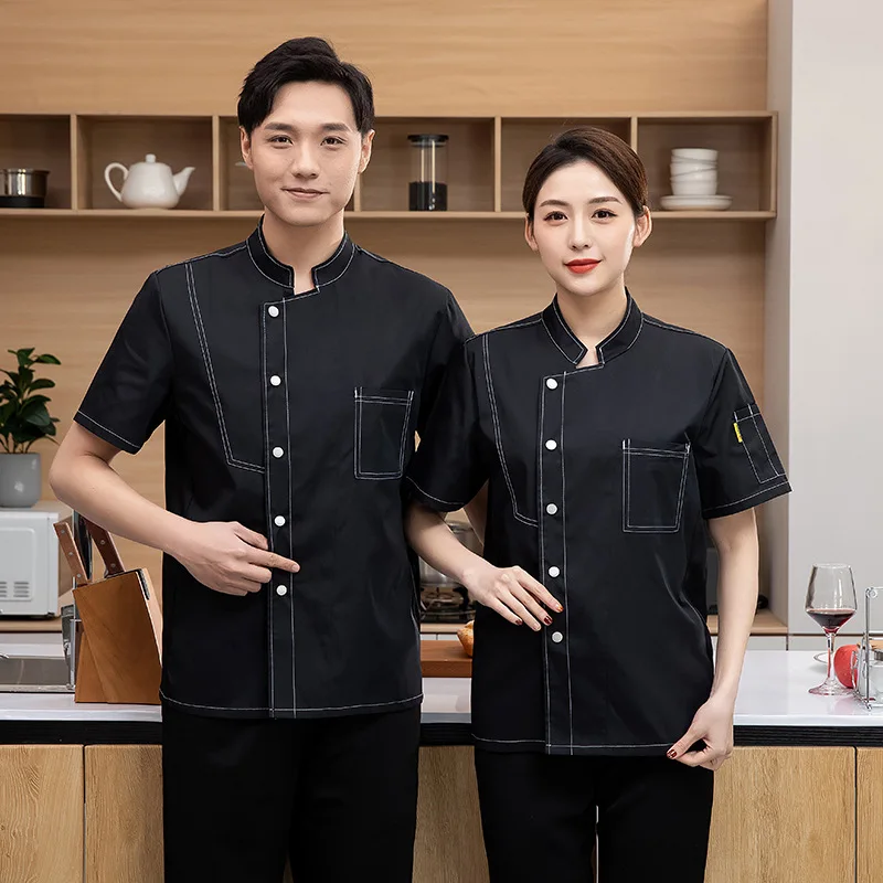 زي عمل الشيف الصيفي للمخبوزات الخبازية بأكمام قصيرة زي طاهٍ للمطبخ في الفندق