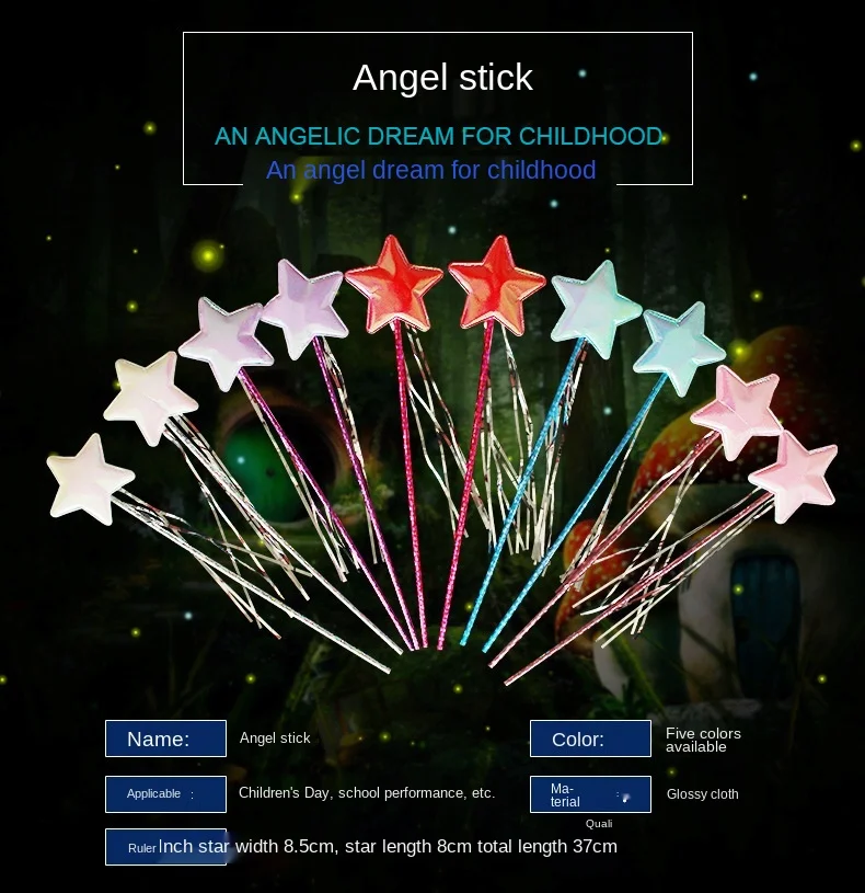 10pcs Star Magic Wand Angel Fairy Wands Sticks Rods Costume Cosplay Props Birthday   Gifts Party Favors  Wedding Festival