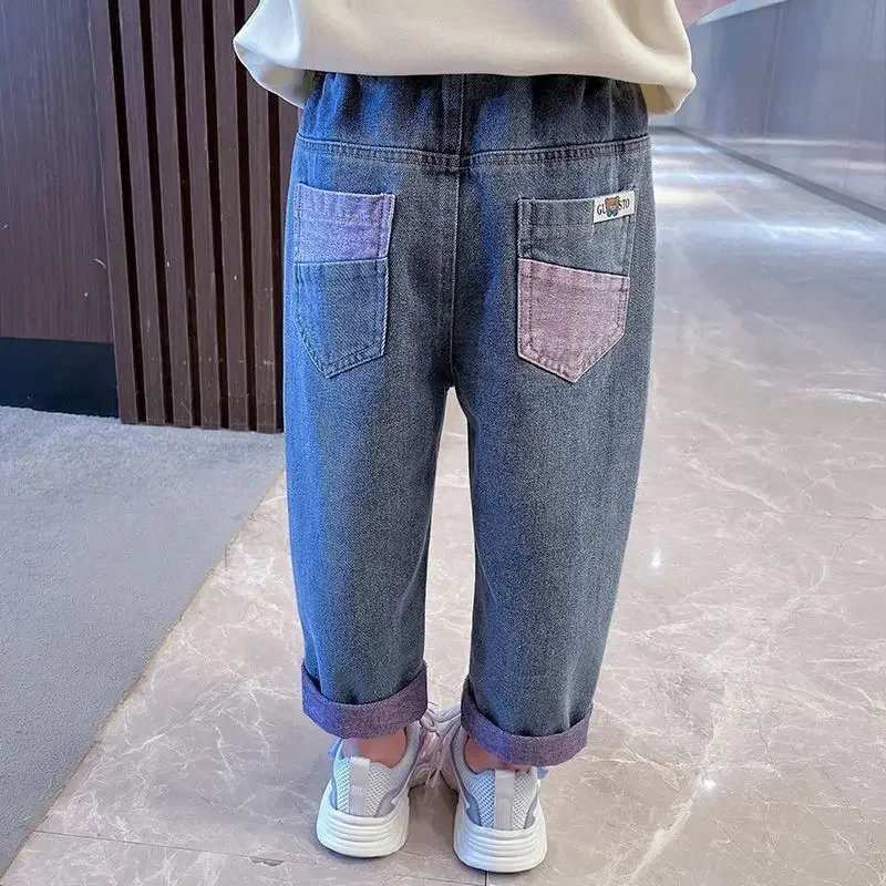 2024 Fashion Girls Children Denim Trousers TeenagerJeans Kids Pants Casual Kids Clothes Spring Autumn Babys Girls Jeans 3-10Year