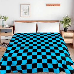 Plaid Throw Checkerboard Black and Blue Flannel Blanket for Couch Bed Sofa Cozy Comfy Warm Festival Decor blankets All Season