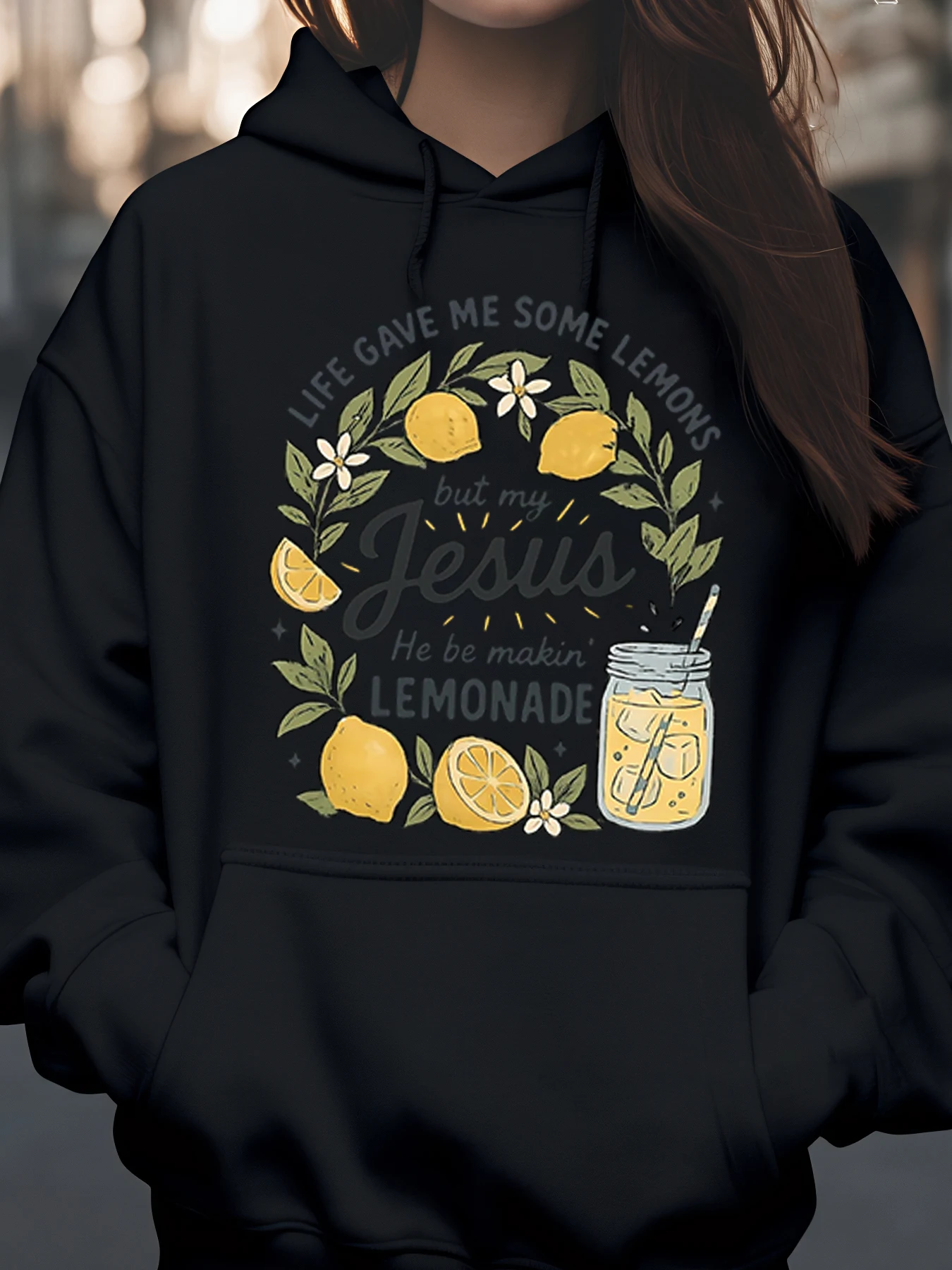 

Толстовка с принтом лимона Иисуса и лимонада, пасхальная весенняя повседневная одежда, женская мода