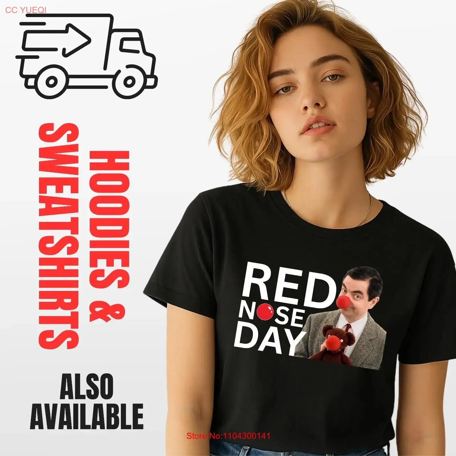Red Nose Day T Shirt Funny Charity with Design Cotton long or short sleeves vintage Washed Breathable Top For Everyday Wear